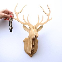 Wooden Stag Head Trophy Key Hanger