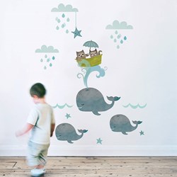 Owl And Pussycat Fabric Wall Sticker